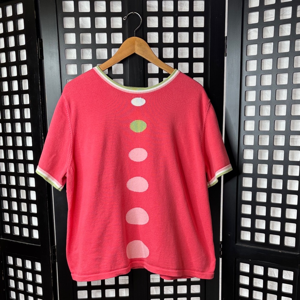 🩷 Hampshire Studio 3X Pink Polka Dot Crew Neck Sweater Pullover 🩷 - Picture 1 of 16